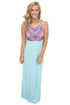 Sexy Stylish Tribal Print Sleeveless Mint Maxi Dress